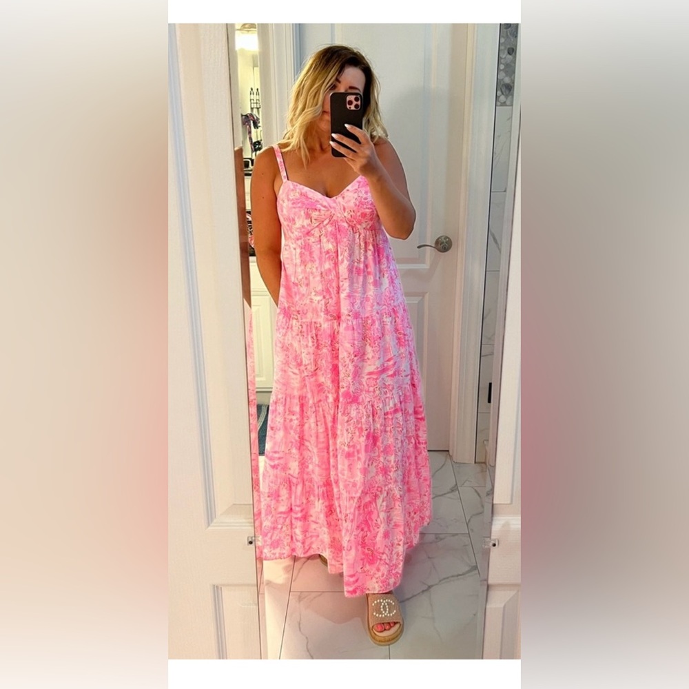 NWT Lilly Pulitzer Shylee Peony Pink Maxi Cotton Dress 8 - Picture 11 of 14